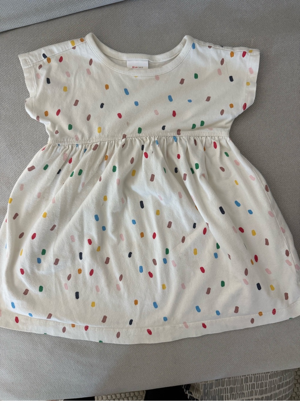 Hanna Andersson Cream Dress with Multicolor Jellybeans/Sprinkles